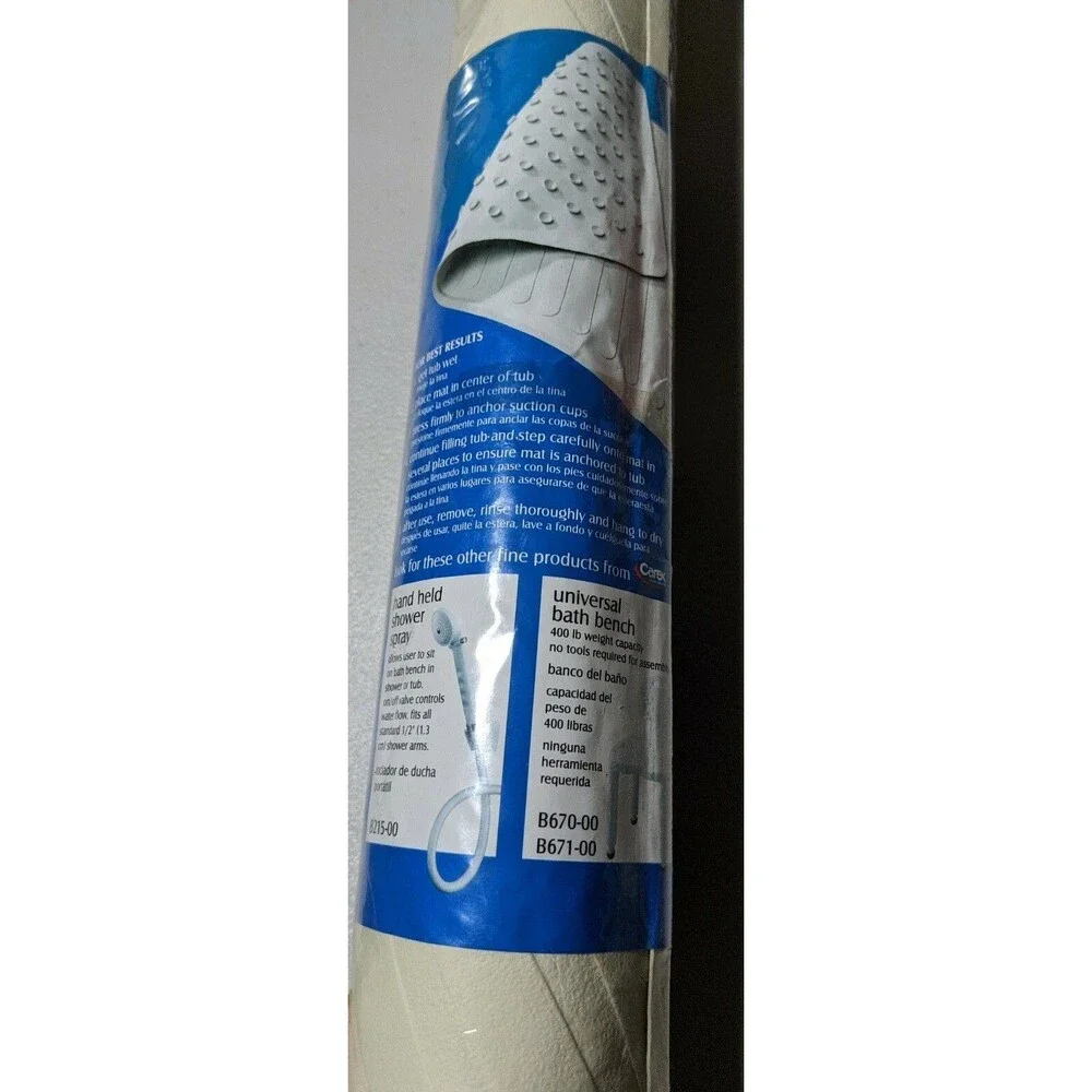 Carex 28 x 16 Bathtub Mat White, slip-resistant surface Sealed